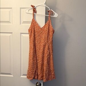 Orange Polka Dot Dress with Tie Straps